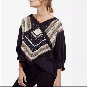 Free People Prairie Days Lace Patterned Panel Top